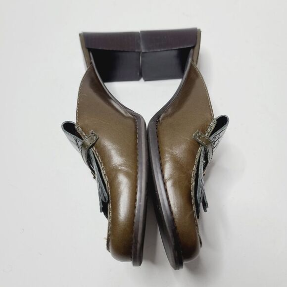 Franco Sarto Brown Croc Leather Slide On Mule Size 8 - Picture 3 of 16